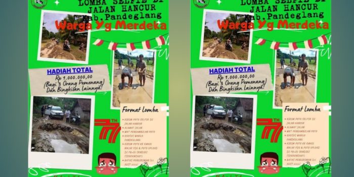HUT Kemerdekaan, Nalar Pandeglang Adakan Lomba Selfie Jalan Rusak