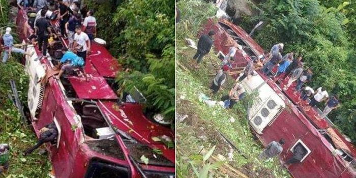 Bus Pariwisata Rombongan dari Tangsel Masuk Jurang di Guci Tegal